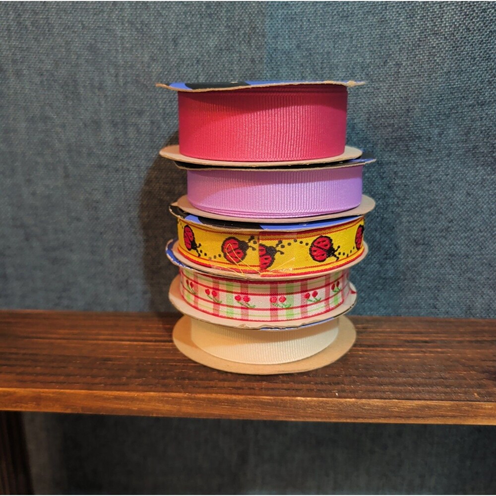 Offray Ribbon Lot 5 Ladybug Cherry Solid Spring Craft Destash - Picture 7 of 16